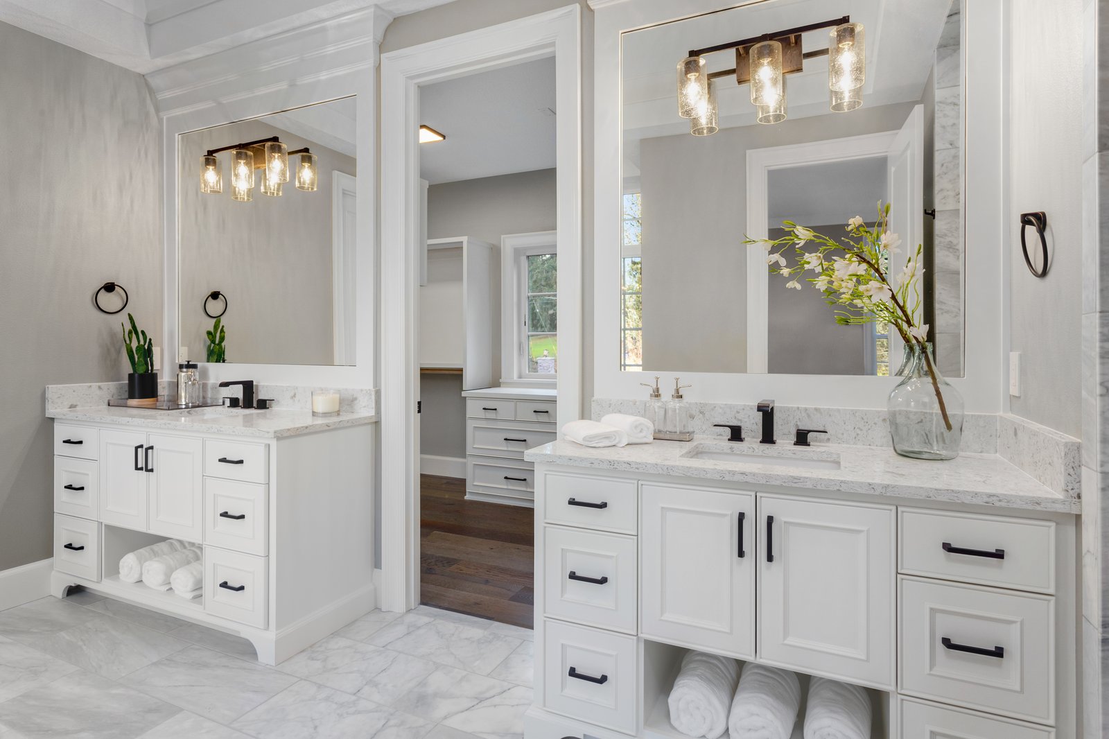 Brightwood + Remodel primary bath vanity mirror by Reschka Design Build