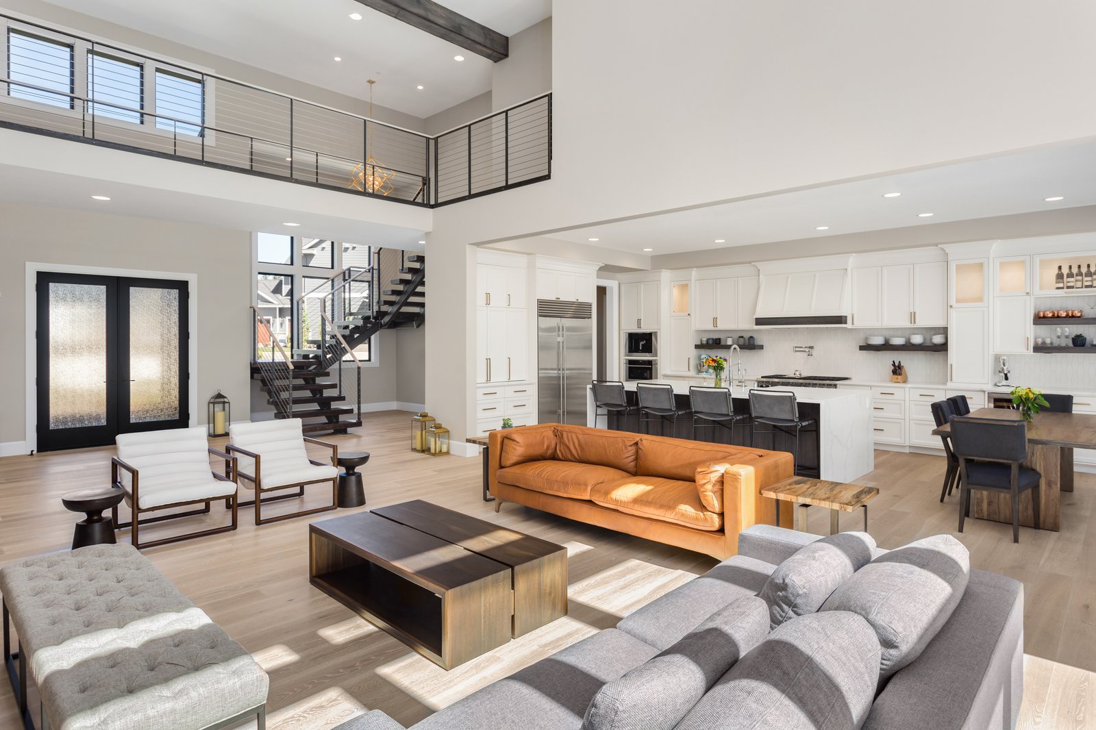 Forestview + Estate modern kitchen with island and patio view by Reschka Design Build