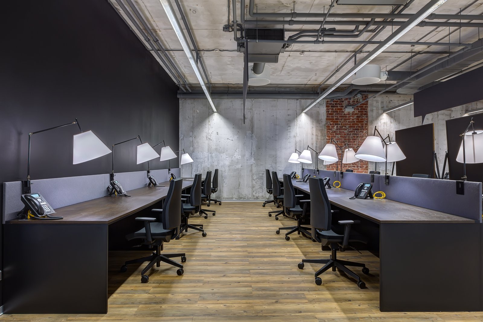 Urban + Workspace open desk area by Reschka Design Build